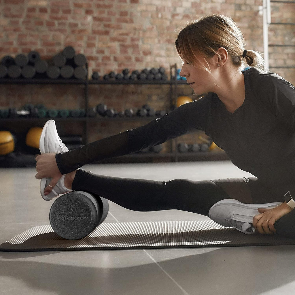 Philosophy Gym High-Density Foam Roller - 18" Round for Exercise, Massage & Muscle Recovery - Black