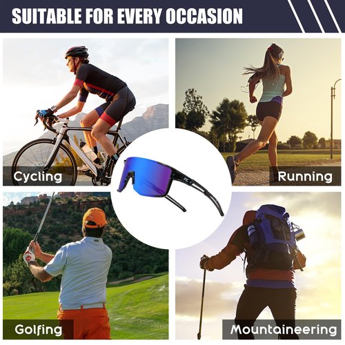 FEISEDY Cycling Glasses Sports Sunglasses for Men Women, Lightweight TR90 Frame UV400 MTB Running Fishing Baseball B0224