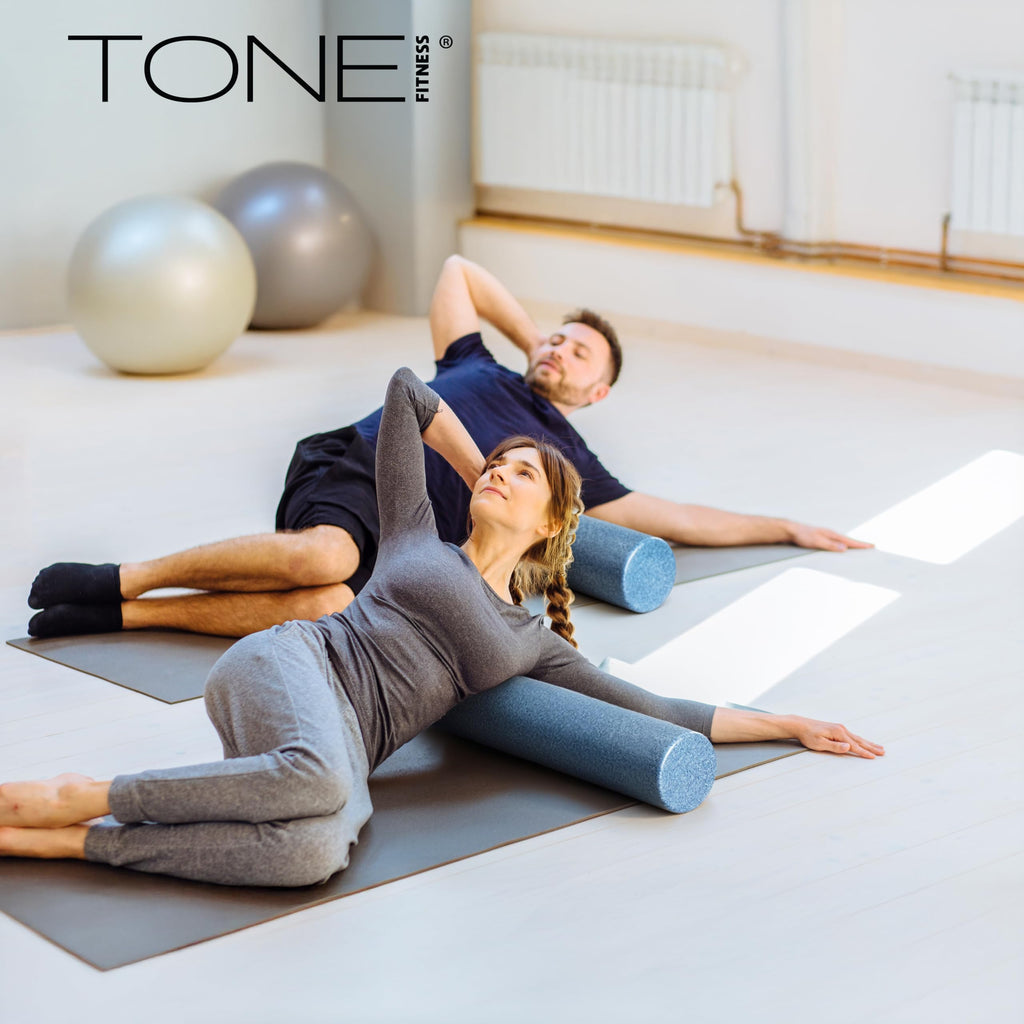 Tone Fitness High Density EPP Foam Exercise Foam Roller for Yoga, Pilates, Stretching, Massage, and Recovery 36 inch Blue