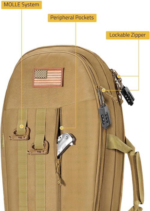 CVLIFE 30'' Soft Rifle Case - Padded Sling Backpack with Lockable Zippers & Molle System for Hunting