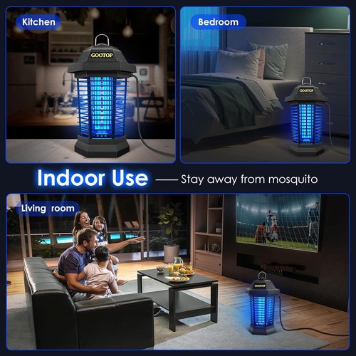 Gootop Bug Zapper - Electric Mosquito Killer with 4200V Power | Indoor/Outdoor Use, Black ABS Plastic