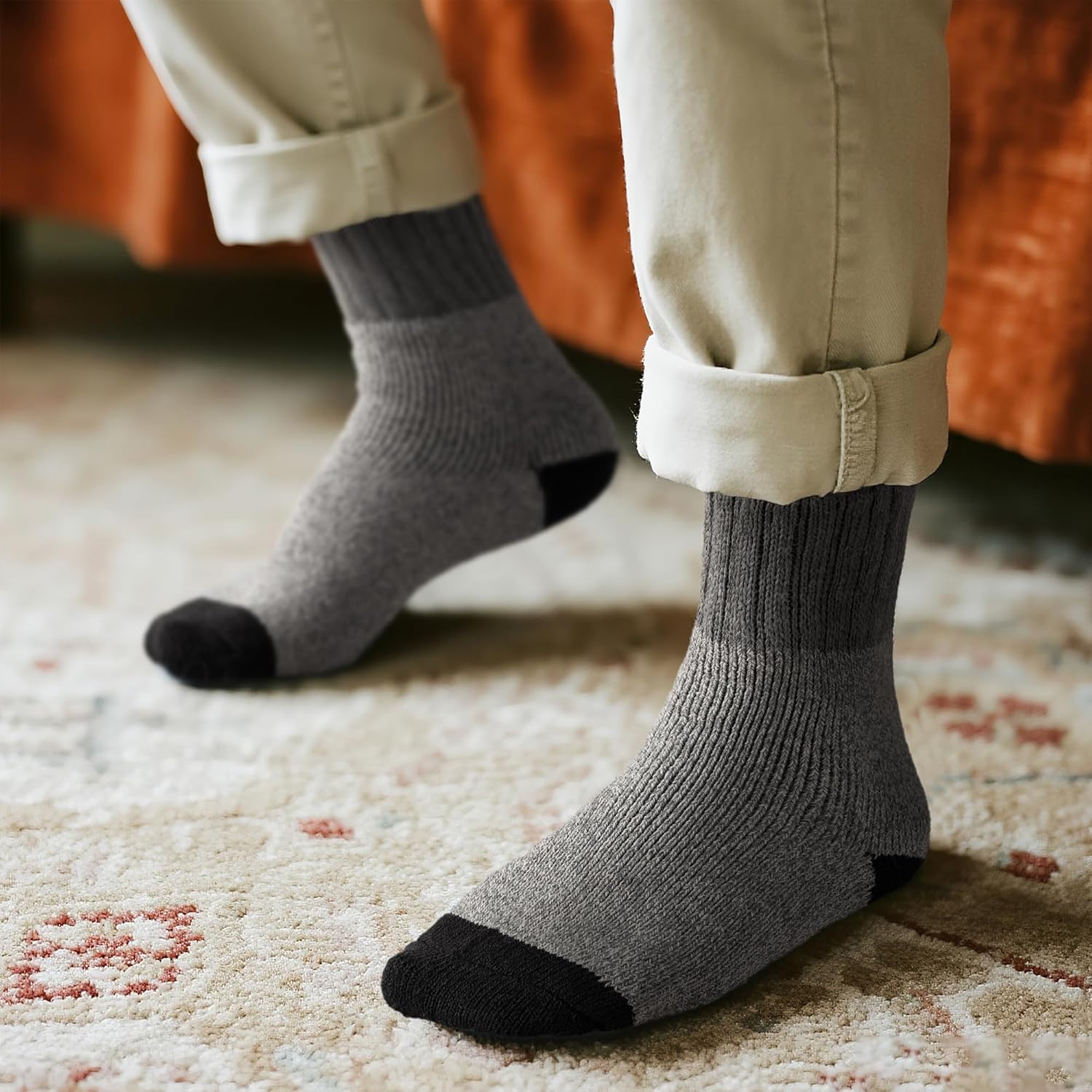 RockDove Men's Crew Socks - Thick Knit Wool Blend for Ultimate Comfort and Warmth