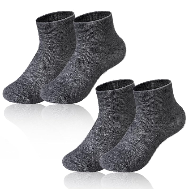 2 Pairs Alpaca Wool Ankle Socks - Dark Gray