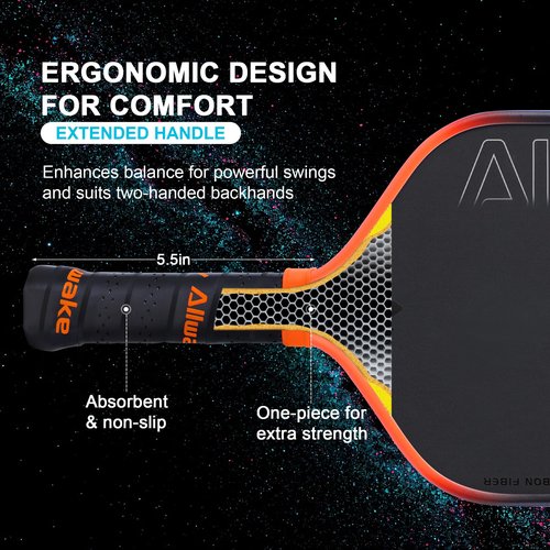 ALLWAKE Professional Pickleball Paddles - T700 Raw Carbon Fiber with Foam Injected Edges for Expanded Sweet Spot - Control & Power Paddle for All-Level Players ﻿ ﻿