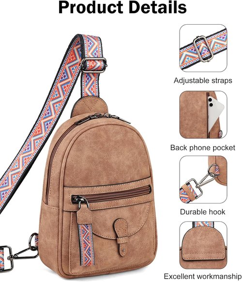 FADEON Mini Crossbody Sling Bag for Women - Stylish PU Leather Shoulder Purse in Compact Size