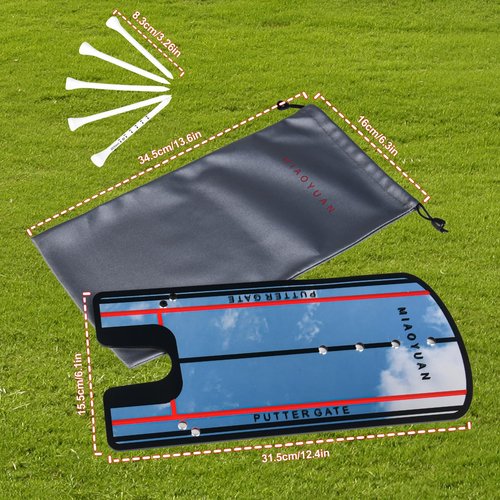 MIAOYUAN Golf Putting Alignment Mirror & Putting Cup Set – Portable Indoor Outdoor Training Aid for Swing Posture, Ball Path & Stroke Accuracy Improvement