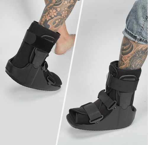 Jewlri Short Walking Boot, Air CAM Fracture Boot Protection Walker with Plastic Molded Uprights Support for Sprained Ankle Injured Broken Foot Recovery Fits Left or Right Foot Medium