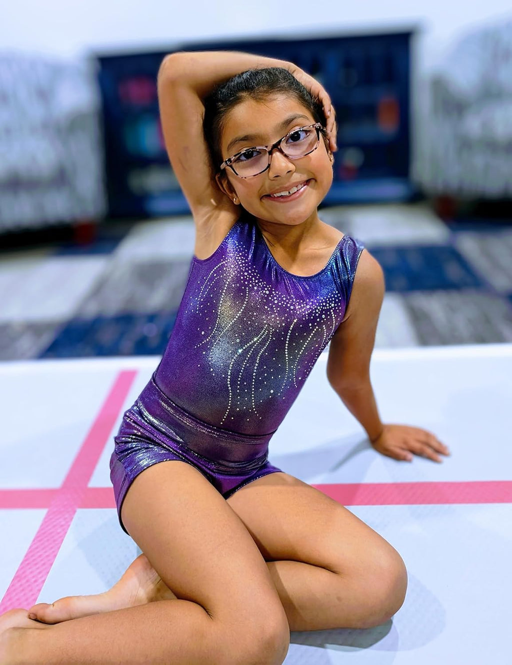 Skiennix Gymnastics Leotards - Sparkly Tumbling Bodysuits with Shorts | Sleeveless Dance Activewear for Girls