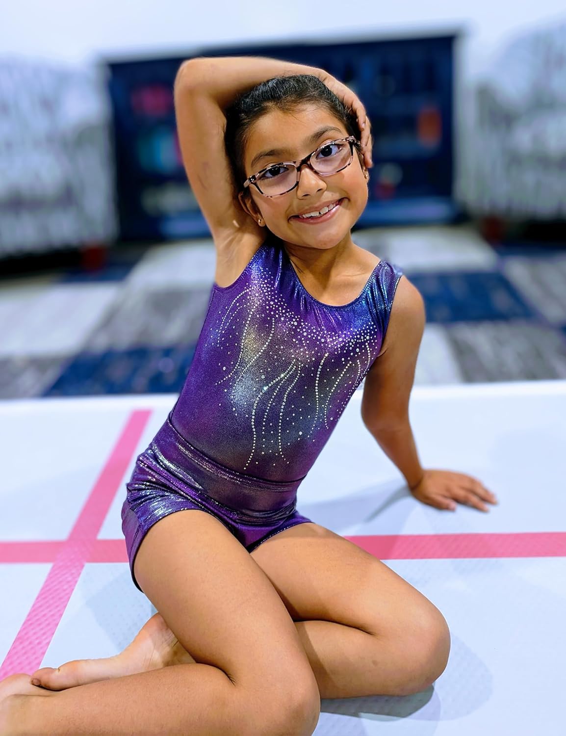 Skiennix Gymnastics Leotards - Sparkly Tumbling Bodysuits with Shorts | Sleeveless Dance Activewear for Girls