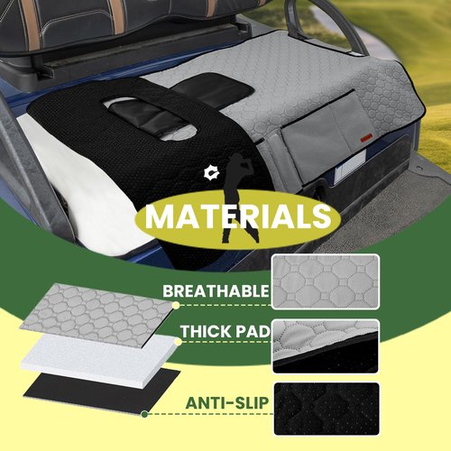 CROTIRAD Golf Cart Seat Covers with 4 Side Pockets, Universal Club Car Seat Covers Towel Blanket with 4 Front Pockets & Nonskid Bottom Compatible with EZGO and More 2 Person Seats Golf Carts, Gray