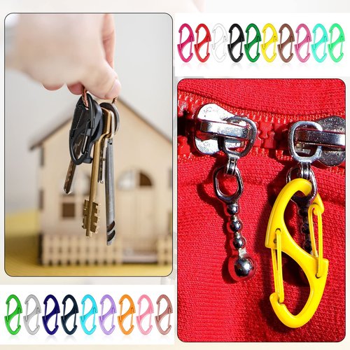 Moxweyeni 20 Pcs Zipper Clip S Carabiner Clips Small Alloy Snap Hook Anti Theft 1. 6 Inch Mini Dual Wire Gate Interlocking Keychain Clip Attachment for Women Men Camping Hiking(Bright Colors)