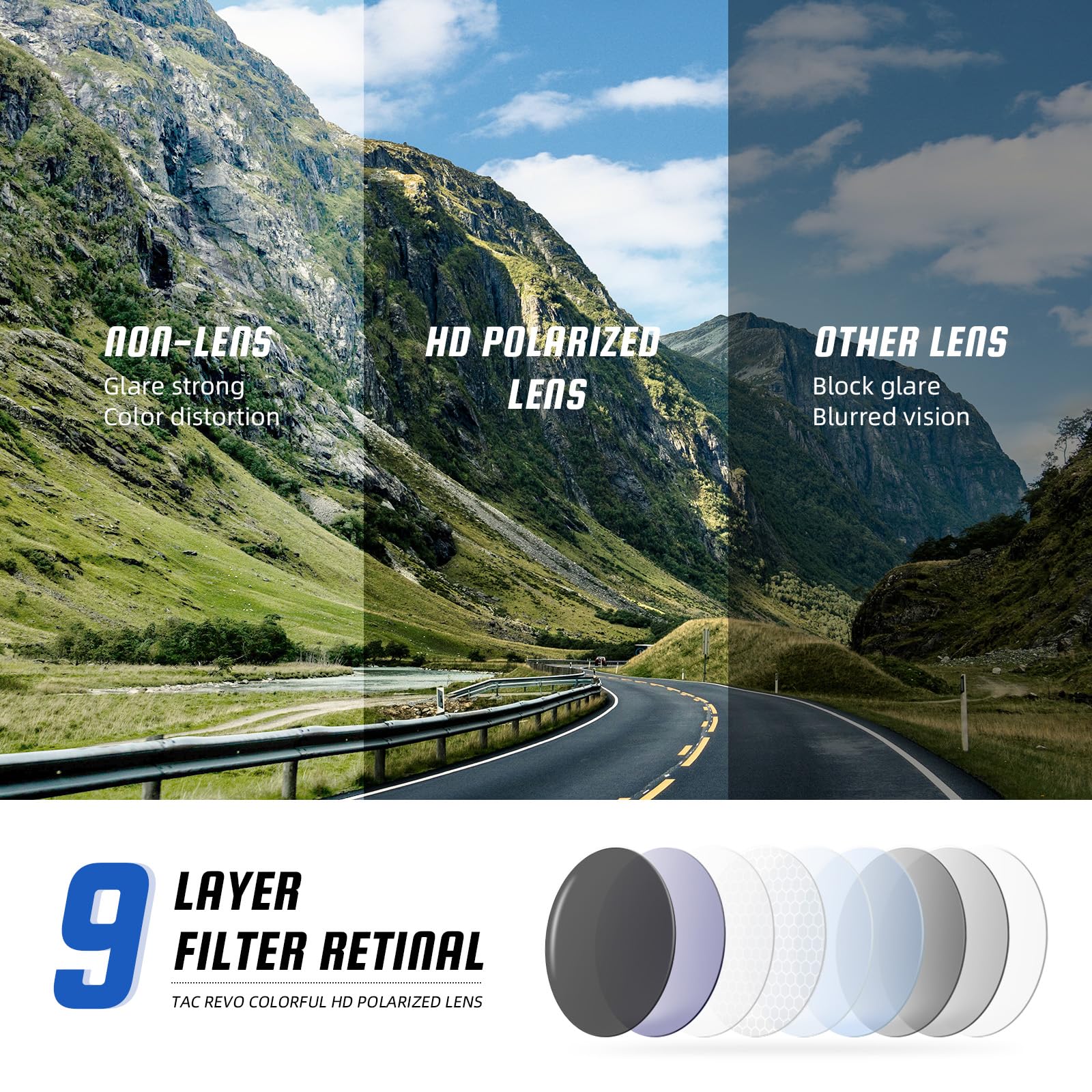 XVXV 3 Pack Polarized Sports Sunglasses for Men, UV Protection Half Frame Sunglasses Comfortable for Running Cycling Driving