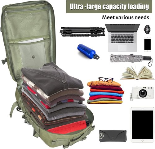Createy 45L Military Tactical Backpack - Large 3-Day Assault Pack for Camping, Hunting & Hiking