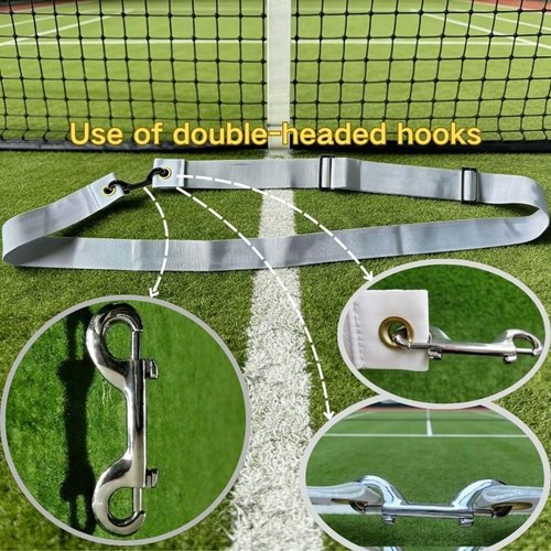 Professional Tennis Net Center Strap with Adjustable Buckle & Rust-Proof Hook Heavy-Duty Center Strap for Secure Net Tension and Height Stability on Tennis Courts