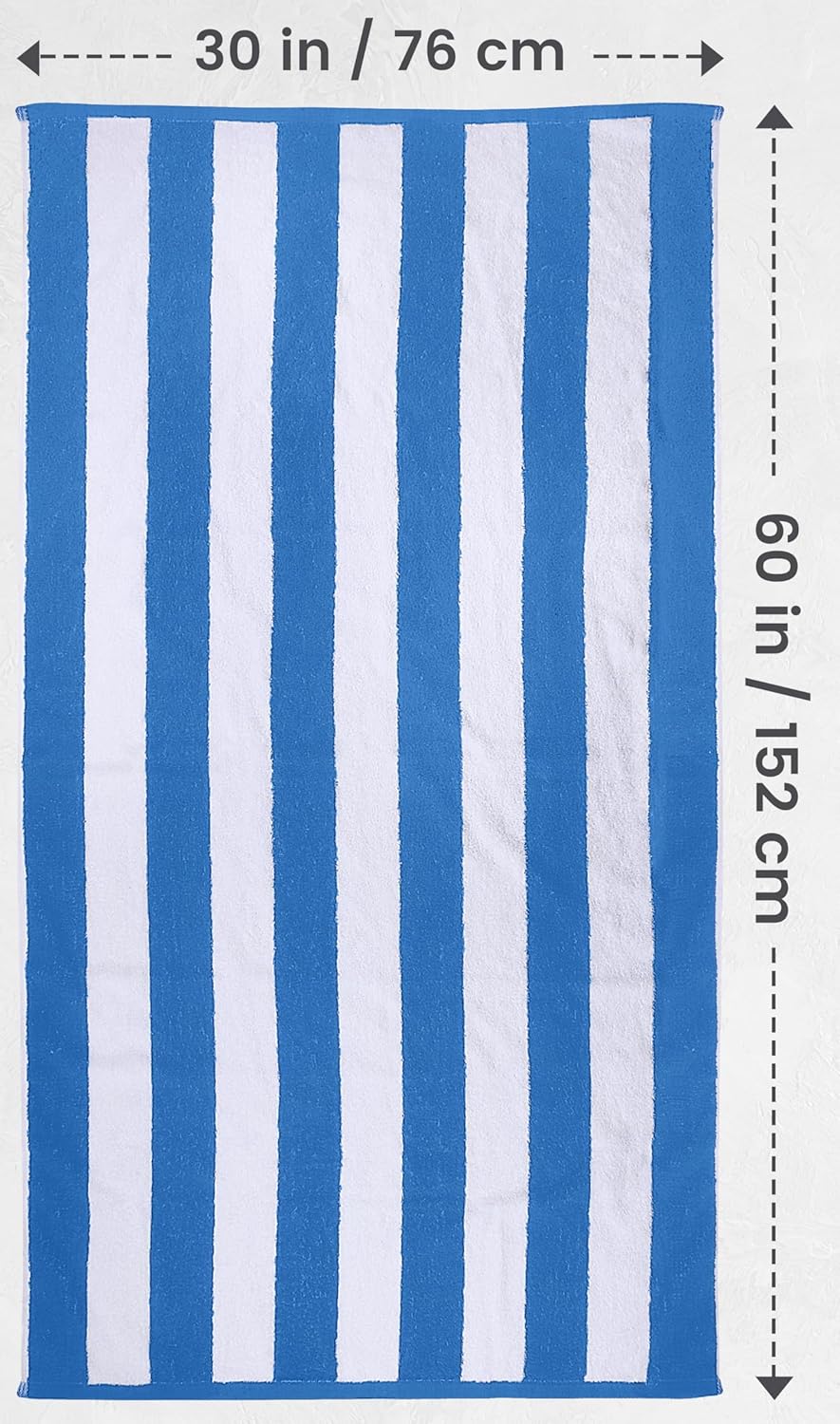 Utopia Towels Cabana Stripe Beach Towels - Oversized 100% Cotton, Quick Dry, 30x60 Inches, Blue - 4 Pack