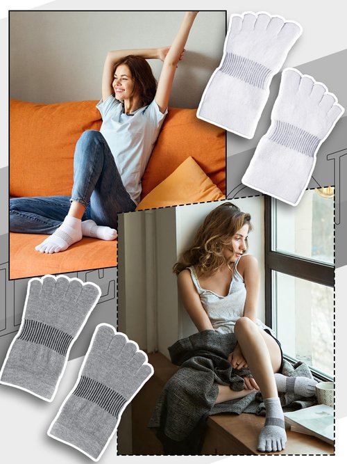 Bencailor Women Toe Socks Cotton No Show Ankle low Cut Socks Five Toes for Women Men Athletic Running Supplies(White,Black,Gray,8 Pairs)