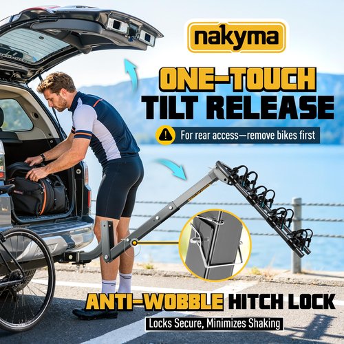 Upgraded Hitch Bike Rack for 4 Bikes, 240LBS Max Load Hanging Bike Carrier for Car, SUV, Truck & RV with 2” Receiver, High-Strength Double Arms