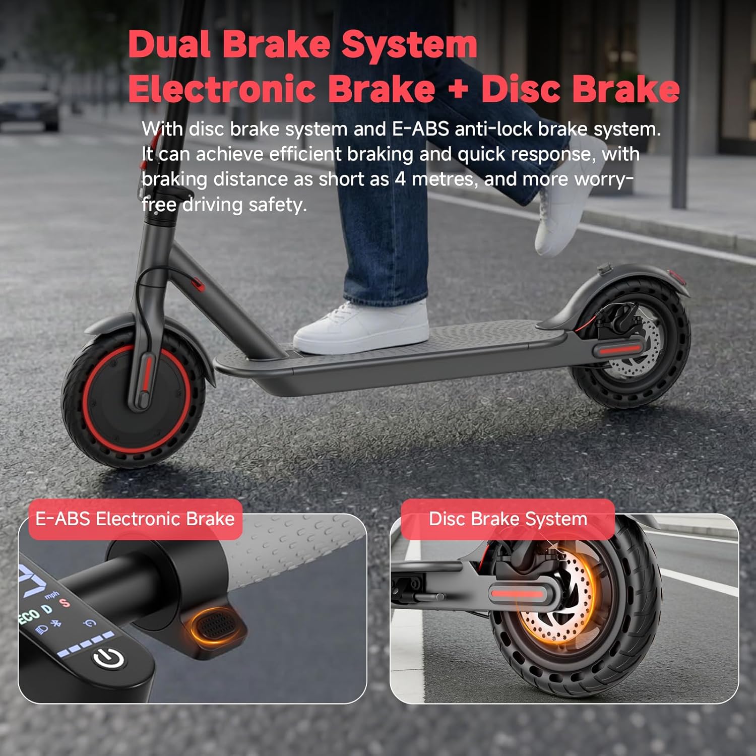 Roinside Electric Scooter - High-Speed Commuting Scooter with 350W/500W Motor | Solid Tires, Long-Range Up to 24 Miles