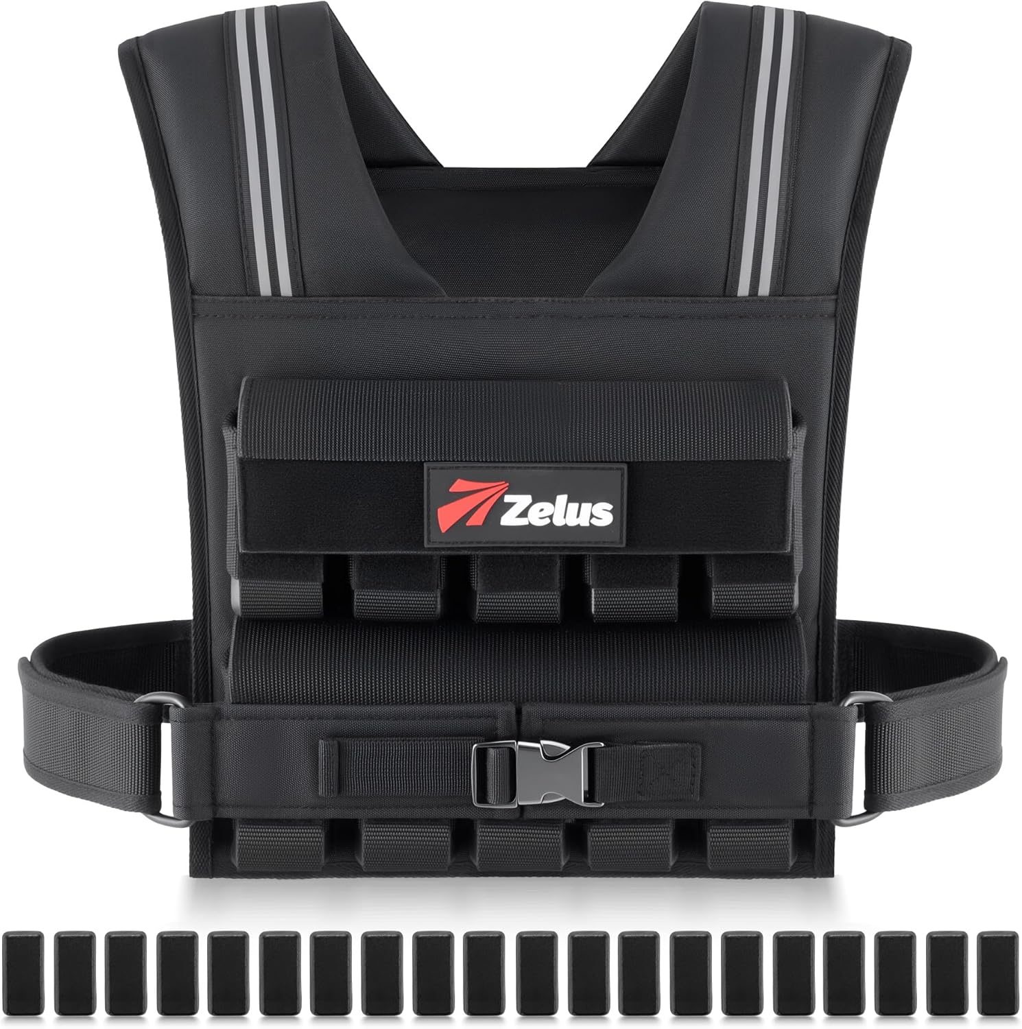 ZELUS Weighted Vest for Men - Adjustable 23/36/45 lb. with Reflective Strips for Strength Training