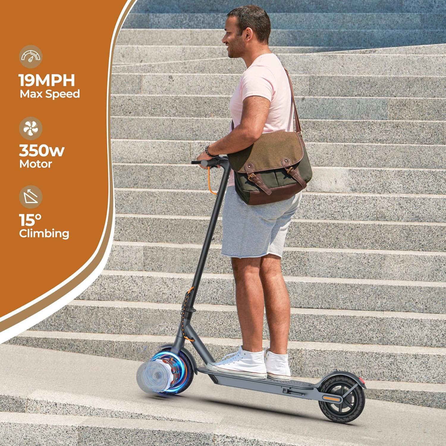 Skiennix Electric Scooter for Adults - Dual Suspension, 350W Motor, 19/22 MPH, 23/31 Miles Range
