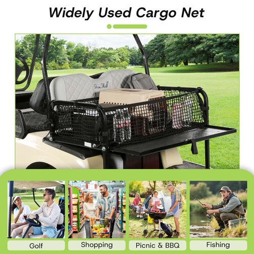 WEIMELL 4 Passenger Golf Cart Cargo Net for Club Car EZGO Yamaha Adjustable Elastic Storage Net Black Washable Grocery Shopping Bag