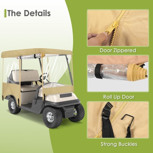 SHANTRA Golf Cart Enclosure, Golf Cart Cover for 2 Passengers with 4-Sided Transparent Windows, Portable & Universal Rain Cover with Carrying Bag - 54 x 41 x 53 inch, Waterproof