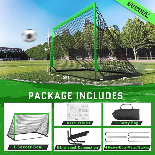 KTRIO Portable 6x4 Ft Soccer Goal - Large Foldable Net with Carry Bag for Kids & Teens Sports