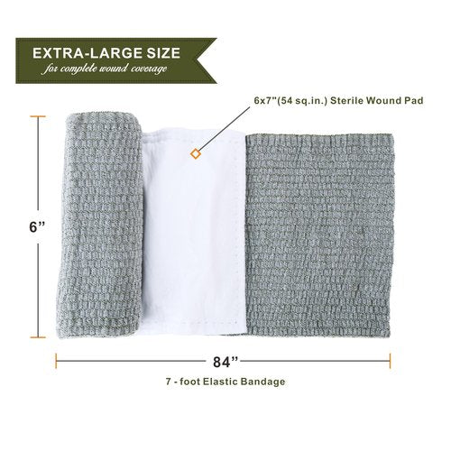 Swiss Safe 6 Inch Israeli Bandages Trauma Kit - Sterile Elastic Compression Bandage - Emergency Military IFAK - 6 inch, 2-Pack