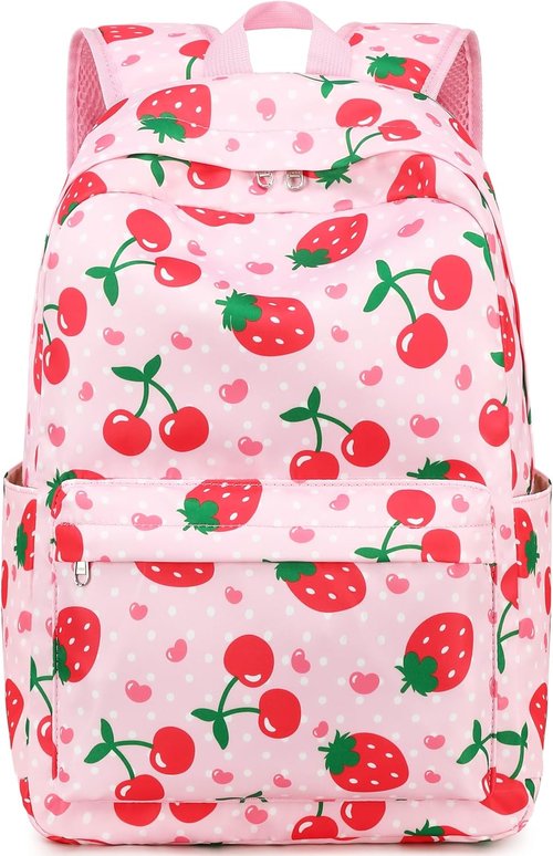 BTOOP Kids Backpack - Strawberry Cherry Design for Preschool Girls | 15-Inch Toddler School Bag (Ages 3-8)