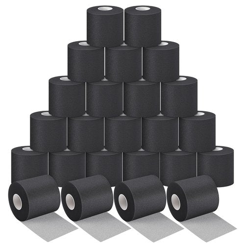 24 Pieces Foam Underwrap Tape Sports Prewrap Athletic Tape Foam Pre Wrap for Ankles Wrists Hands and Knees(Black)