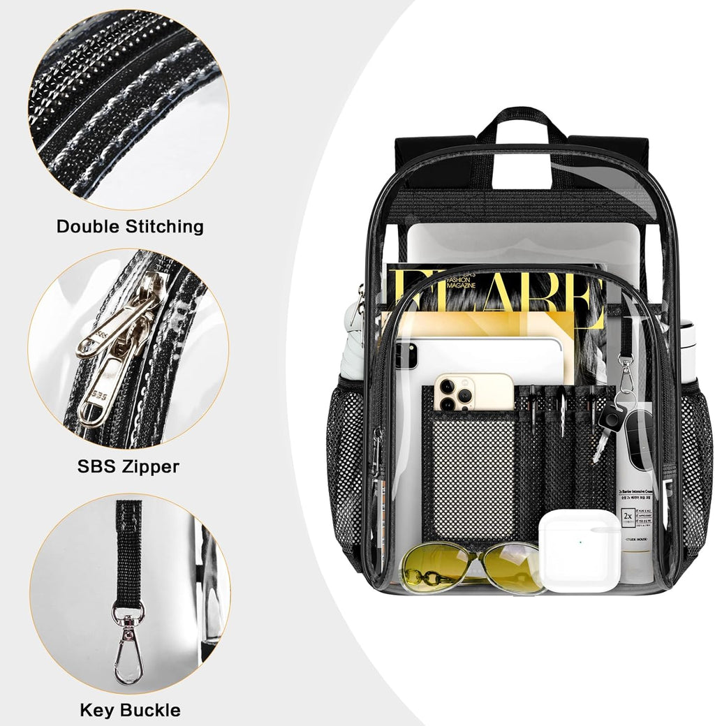 PAMANO Clear Backpack - Heavy Duty Transparent Design with Reinforced Bottom | Ideal for College & Travel