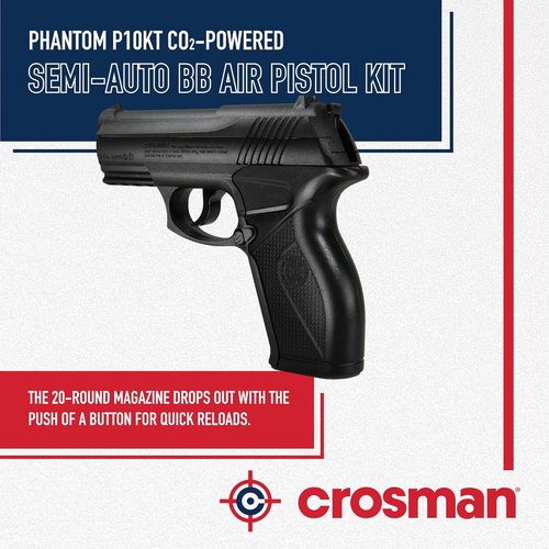 Crosman Phantom P10KT CO2 Air Pistol Kit - Semi-Automatic BB Gun for Target Shooting