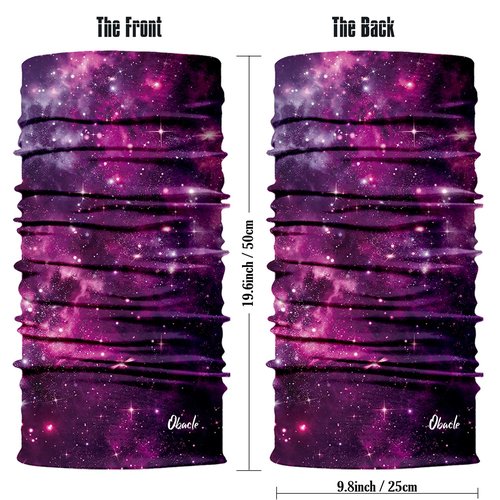 Obacle Seamless Bandana for Rave Face Mask Dust Wind UV Sun Protection Galaxy Tube Mask Headwear Bandana for Women Men Festival Party Motorcycle Riding Outdoor (Starry Sky Deep Purple Rose Red)