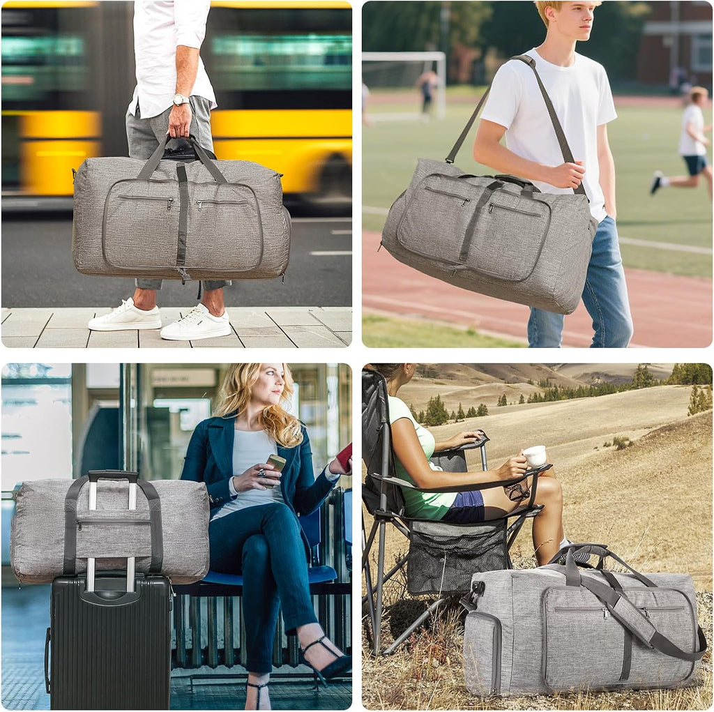 Vomgomfom Foldable Travel Duffle Bag - Lightweight Water-Resistant Luggage with Shoe Compartment | 65L/85L/115L Sizes