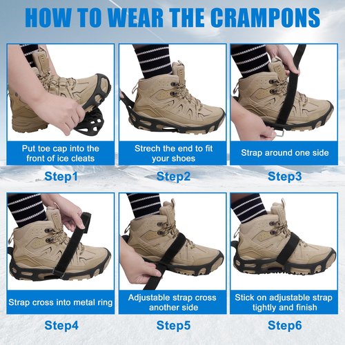 Ice Cleats Spikeless,Anti-Slip Snow Cleat Winter Traction Grips Crampon for Slick Wet Slippery Surface Indoor Outdoor Use Ice Shoes Grippers Rubber Tread Roofing Shoes (Large/X-Large(with Straps))