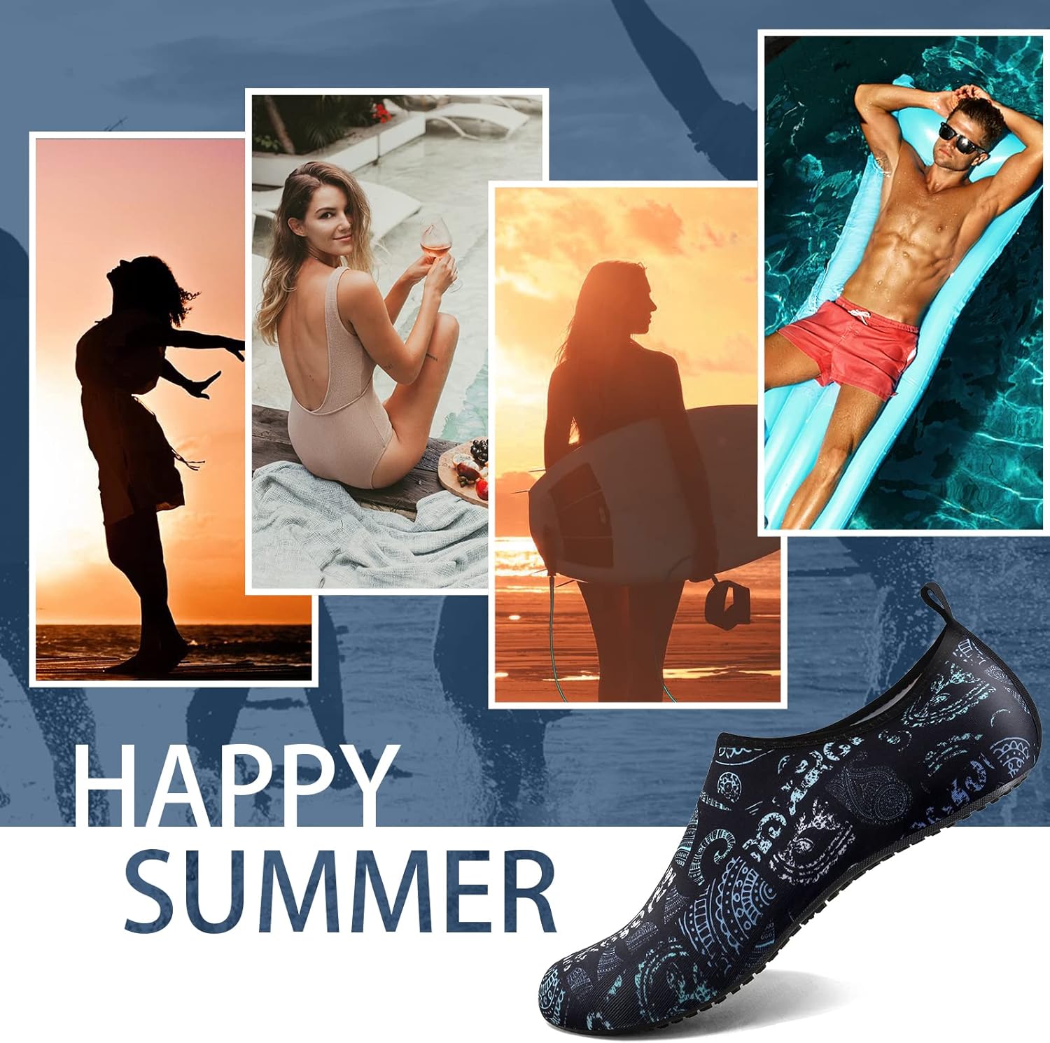 Skiennix Water Shoes - Quick-Dry Aqua Socks for Swim & Beach | Adult & Youth Sizes Available
