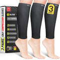 BLITZU 3 Pairs Calf Compression Sleeves for Men and Women. Footless Compression Socks & Leg Support for Running, Travel, Nursing, Fitness. Shin Splints Pain Relief & Reduce Swelling Black L-XL