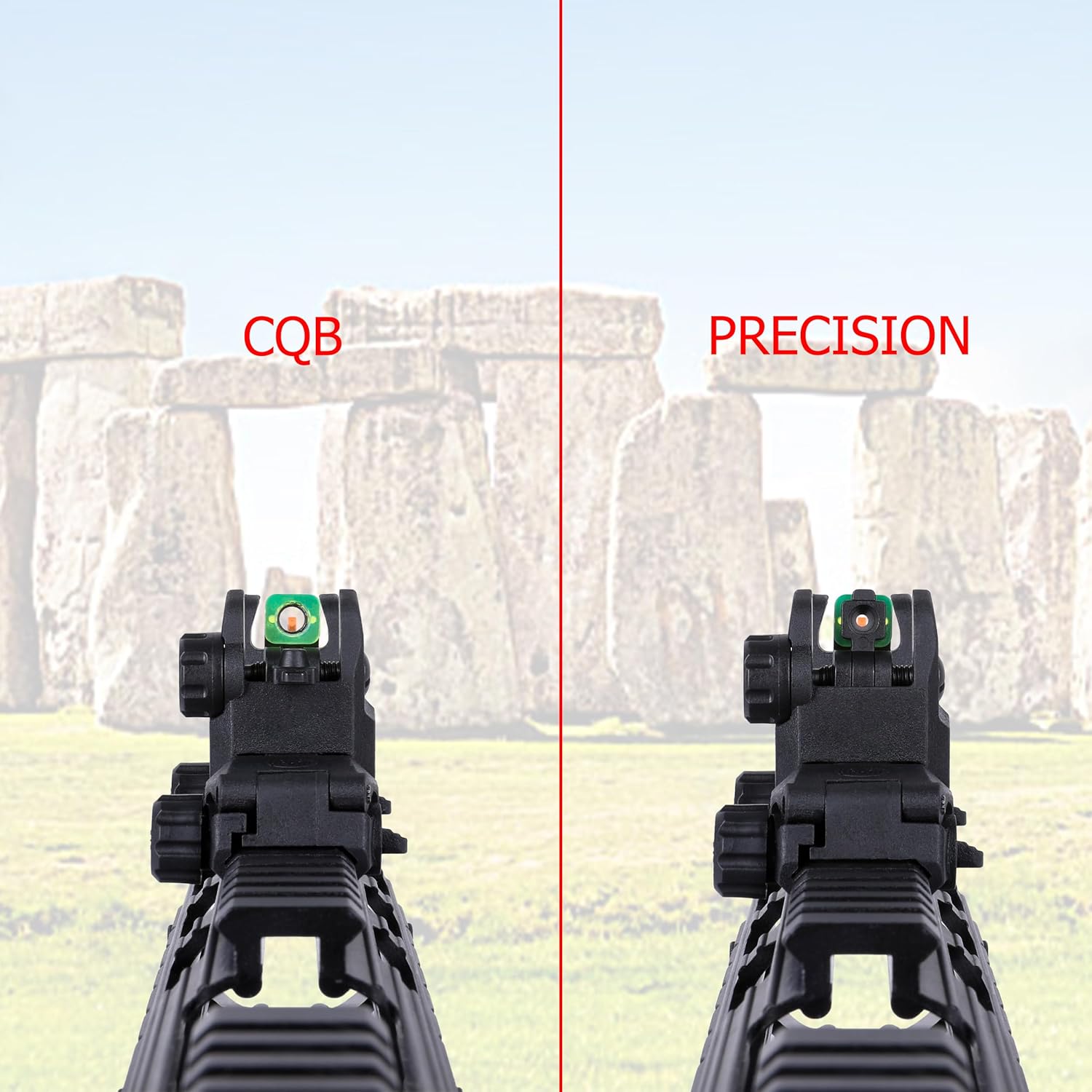 Skiennix Fiber Optic Sights - Tool-Free Adjustable Flip Up Front & Rear Backup Sights | Red & Green Dots