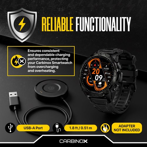 Carbinox USB Charger Compatible for Carbinox Smartwatch - Fast Charging Speed, Sleek Design, Reliable Functionality (Carbinox Blaze R)