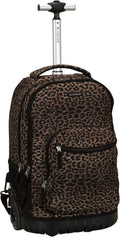 Rockland Laptop Rolling Backpack - Single Handle Design, 19" Size, Stylish Leopard Print
