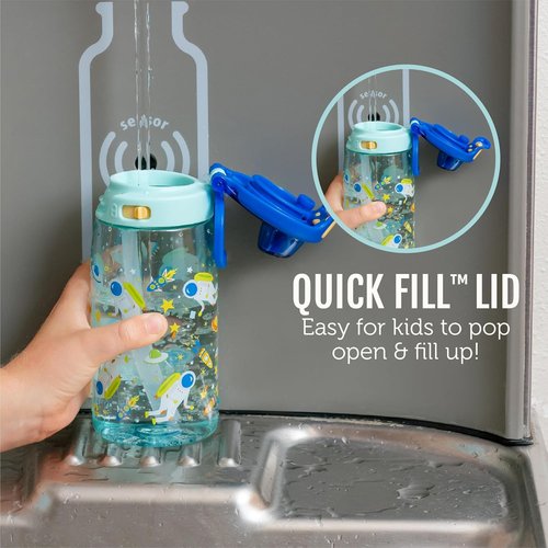 Ello Kids Water Bottle - 16oz Tritan Plastic with Quick Fill Technology | Leak-Proof, BPA-Free, Dishwasher Safe, Rainbow Design