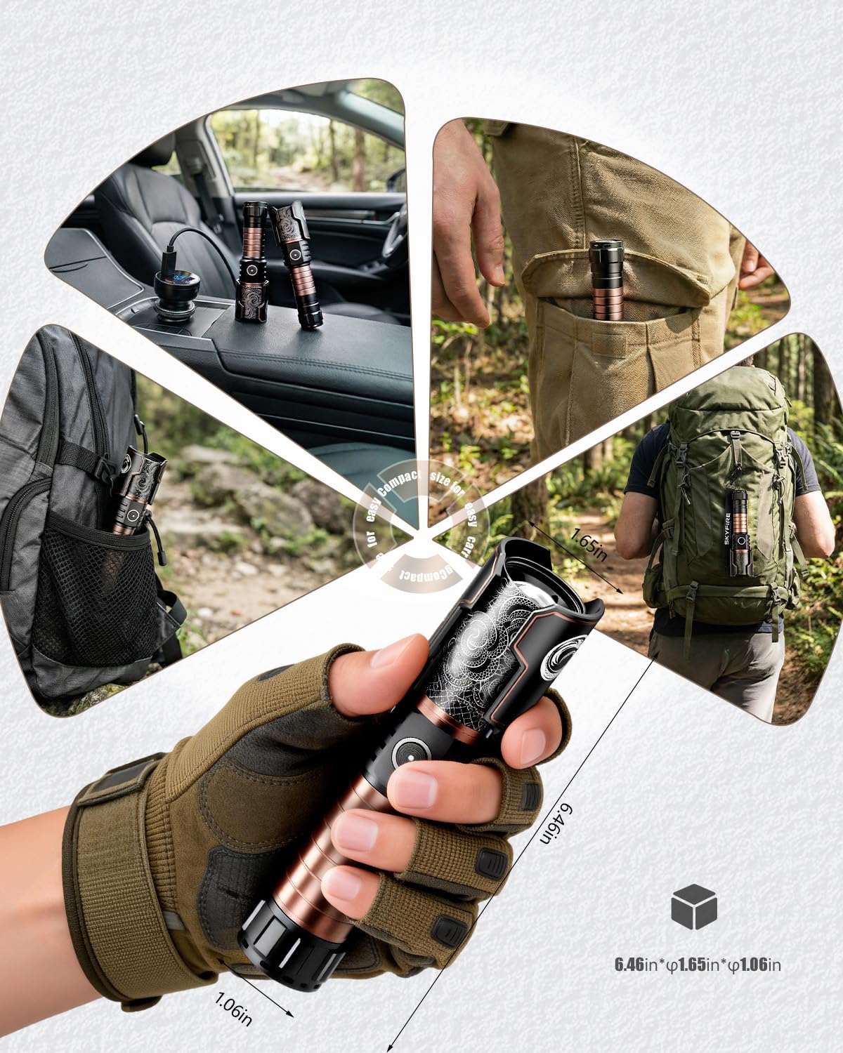 SKYFIRE Rechargeable Flashlights with Ignition Lens: 2 Pack High Lumens Tactical Flashlight LED Zoomable with 6 Modes IPX6 Handheld Powerful Flash Light for Hunting, Storm preparedness,Home&Gifts