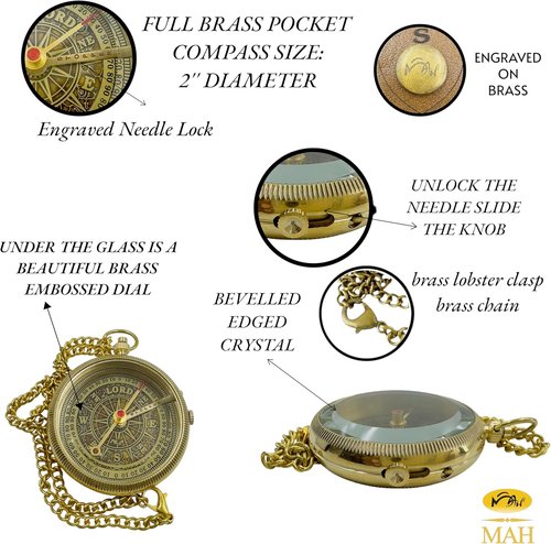 Handmade Brass Compass by [Brand Name] - Engraved Faith Messages | Inspirational Religious Gift for Baptism, Confirmation, or Christmas