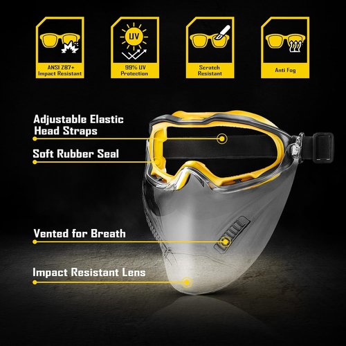 COOLJOB Safety Goggles - Over Glasses Design with Anti-Fog Clear Lens | ANSI Z87.1 Impact Resistant