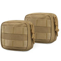 2 Pack Small Molle Pouch Mini Tactical EDC Belt Pouches - Khaki