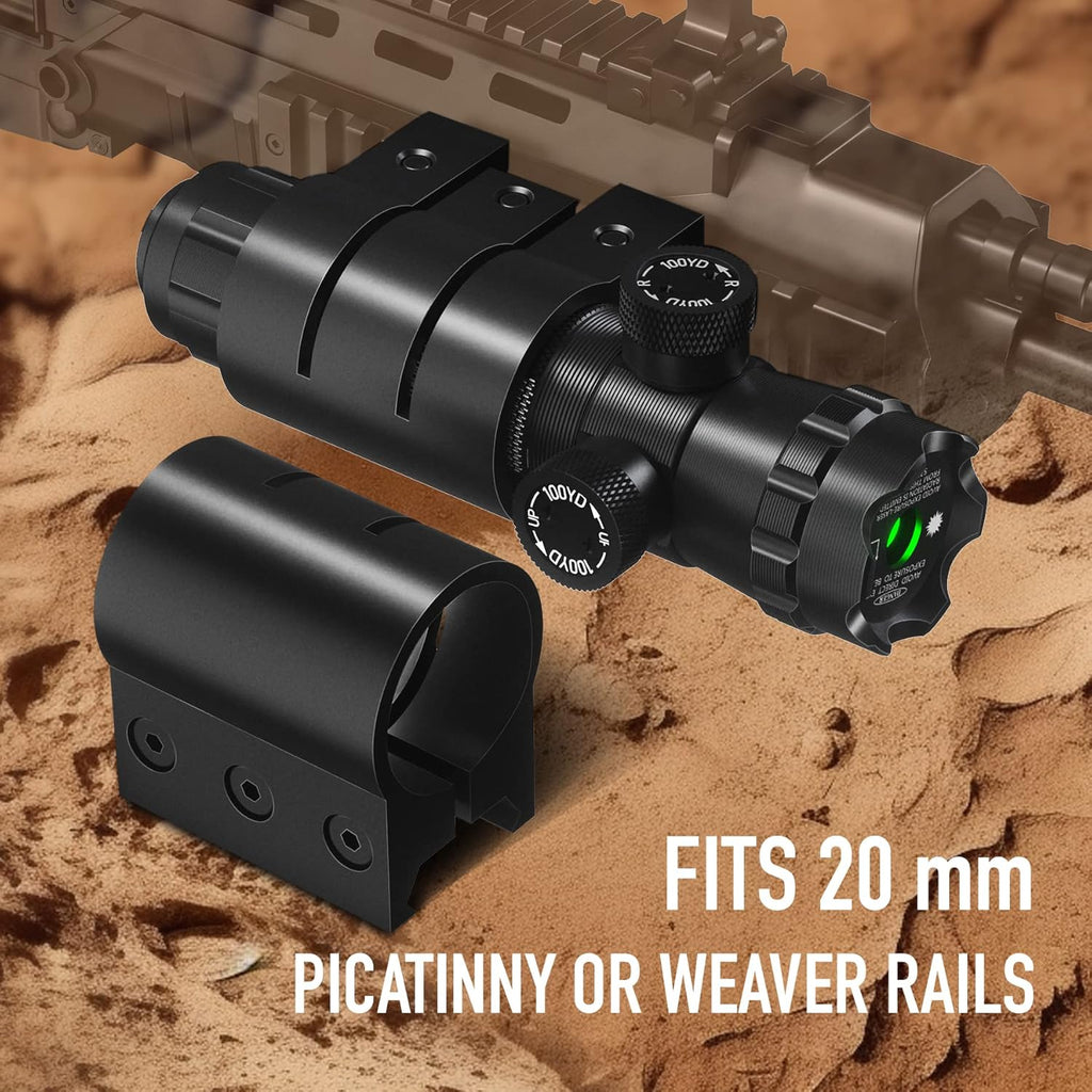 Pinty Green Laser Sight Scope for Hunting Rifles - Adjustable with Mounts for Precision Accuracy