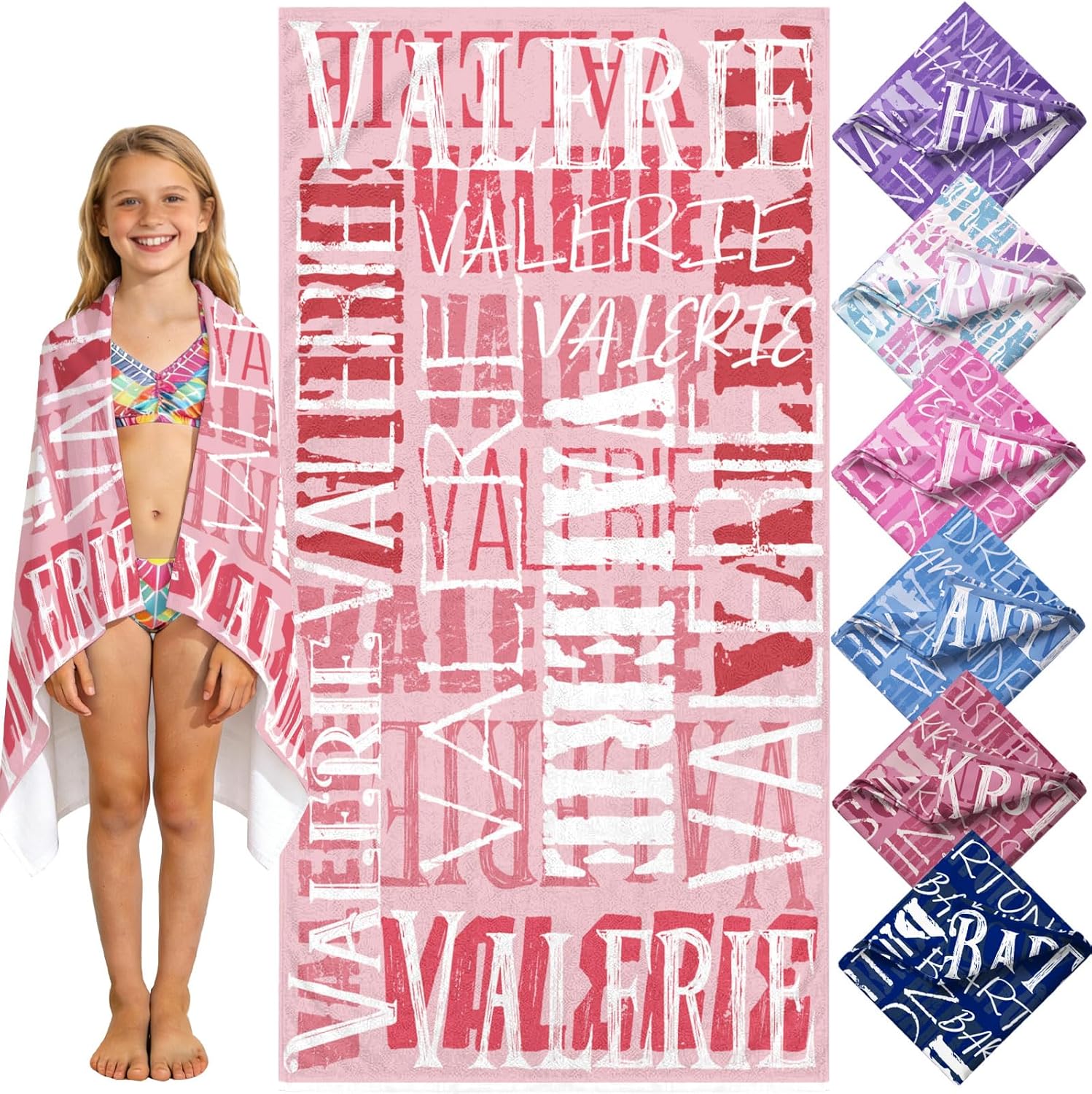 Yoke Style Personalized Beach Towels - Custom Sand-Free Microfiber Quick Dry Towels for Kids | Easter Gifts