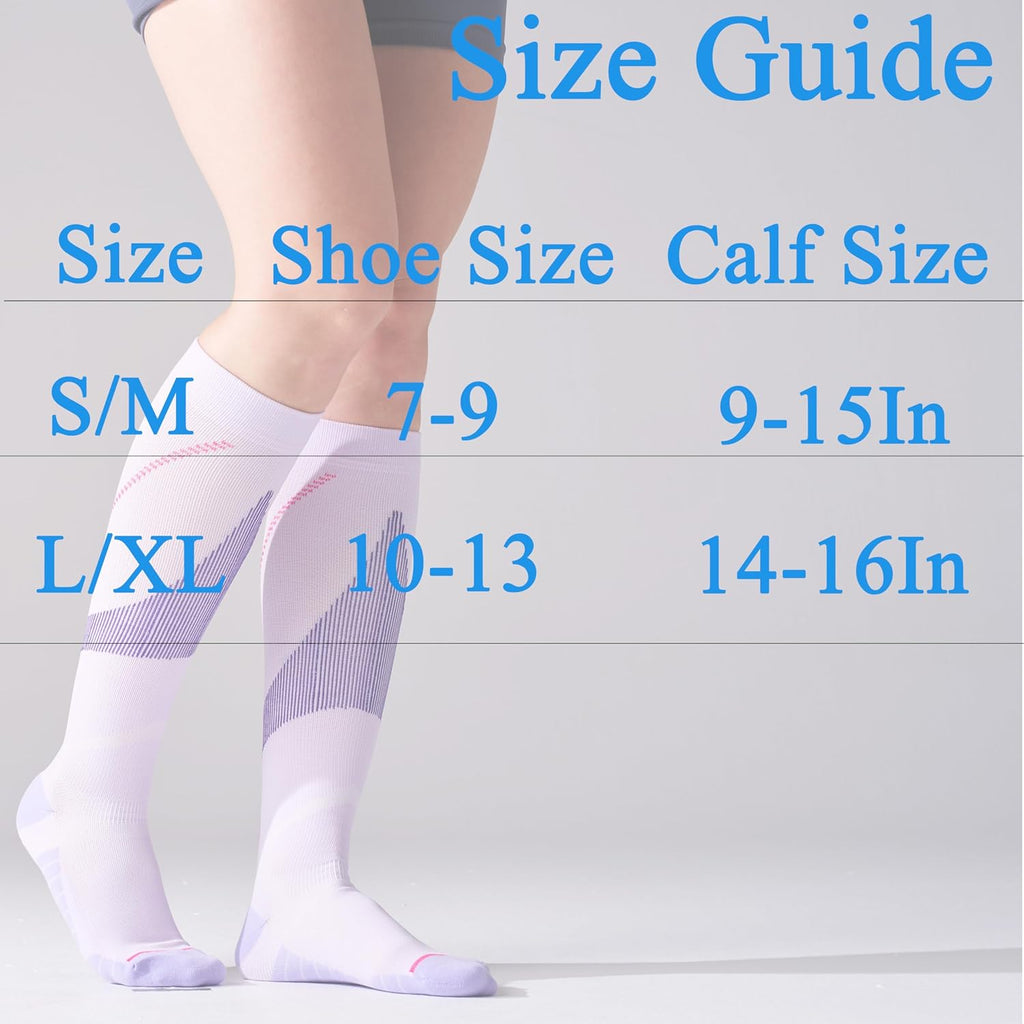 Skiennix Compression Socks for Women - 20-30mmHg Graduated Support for Running | 4 Pairs