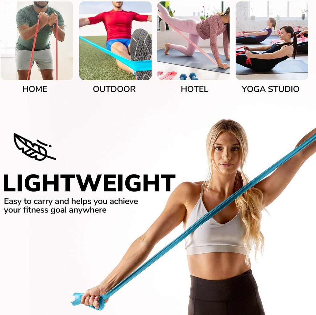 Skiennix Resistance Bands - 7Ft Long Latex-Free Workout Bands with Carry Pouch & Door Anchor
