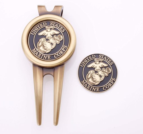 USMC Golf Divot Tool Plus Ball Markers - US Marine Corps Military Golf Ball Marker & Tool - Designed by Marines for Marines - Officially Licensed
